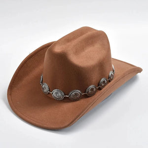 Cowboyhatt i mjuk filtlook med silverdekorerad hattrem Ljusbrun / 58
