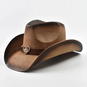 Cowboyhatt med Hjärtdekor Brun / One Size