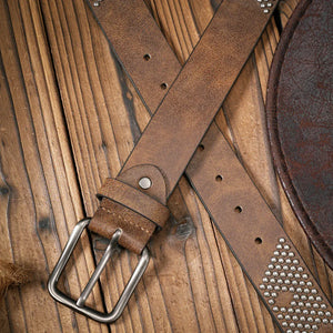 Cowboyläderbälte med Nitmönster