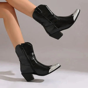 Cowgirl-Ankelboots med Metalltå
