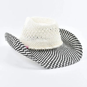 Cowgirlhatt i handflätad halm Svart och vit / One Size