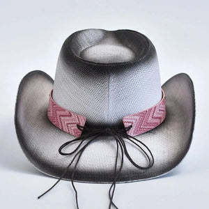 Cowgirlhatt med Rosa Band Vit och rosa / One Size