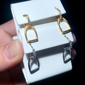 Delicate 100% 925 Sterling Silver fashion Horse Jewelry Simple Equestrian Horse Lover Hoop Earring Paved Mini CZ Dangle Earring