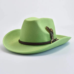 Elegant Cowboyhatt i Mjuk Filt Pistagegrön / 57-59cm