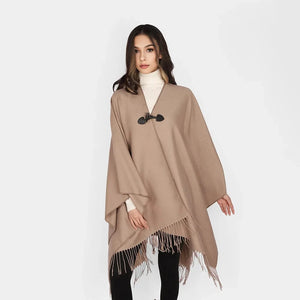 Elegant poncho jacka dam kamel / One Size