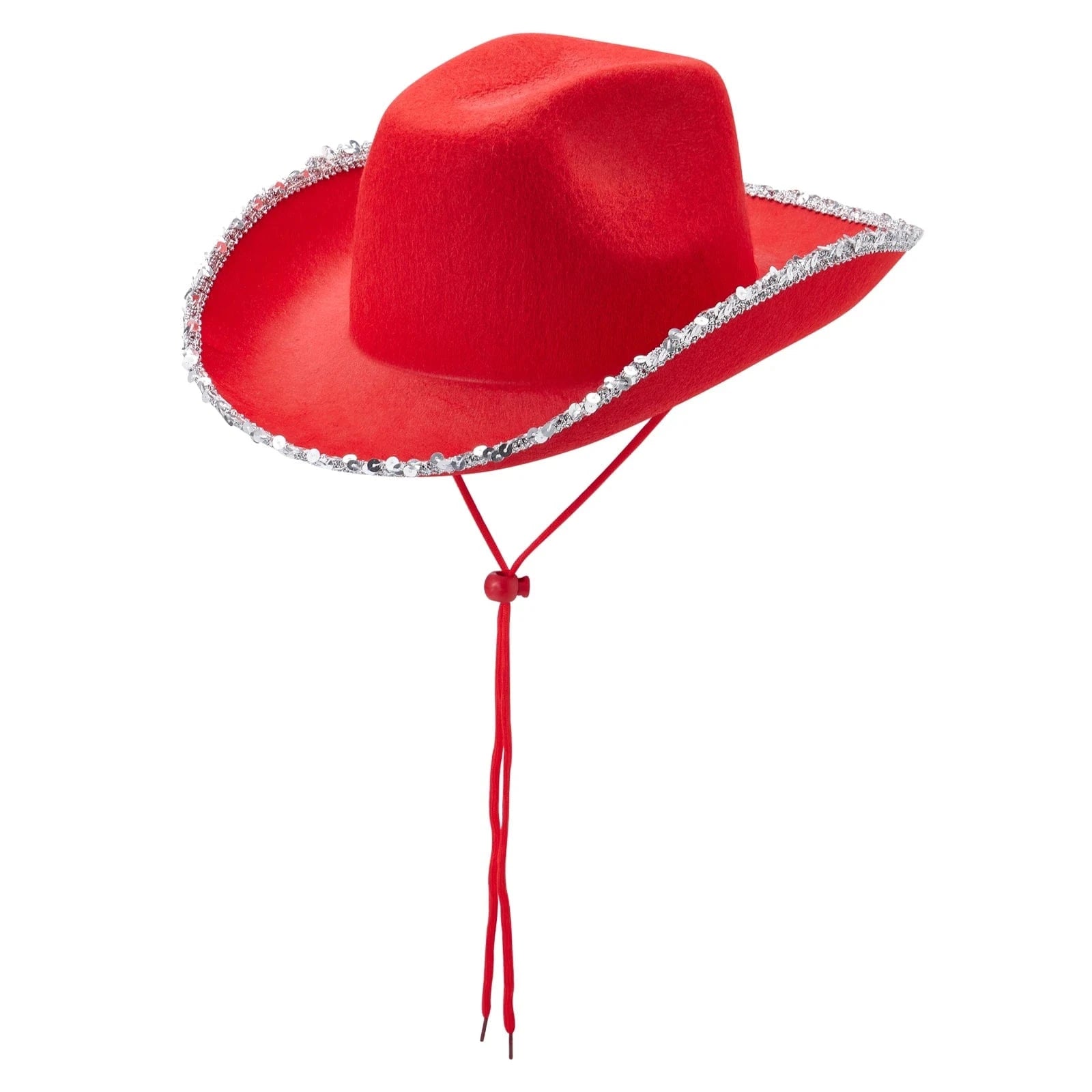Filt cowboyhatt med glitterkant Röd