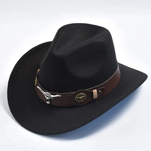 Filt cowboyhatt med oxhuvud