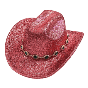 Glittrig cowboyhatt med strass Ljusrosa / One Size