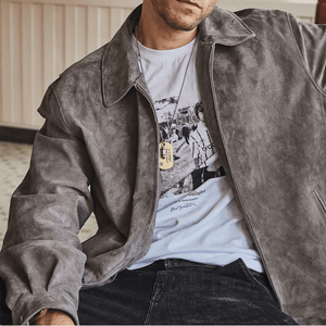 Grå mocka harrington jacka herr