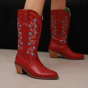 Höga Cowboyboots med Broderi för Dam