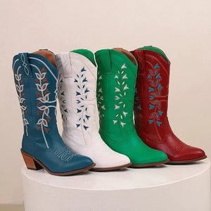 Höga Cowboyboots med Broderi för Dam
