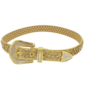 Gyllene westernbälte med strass