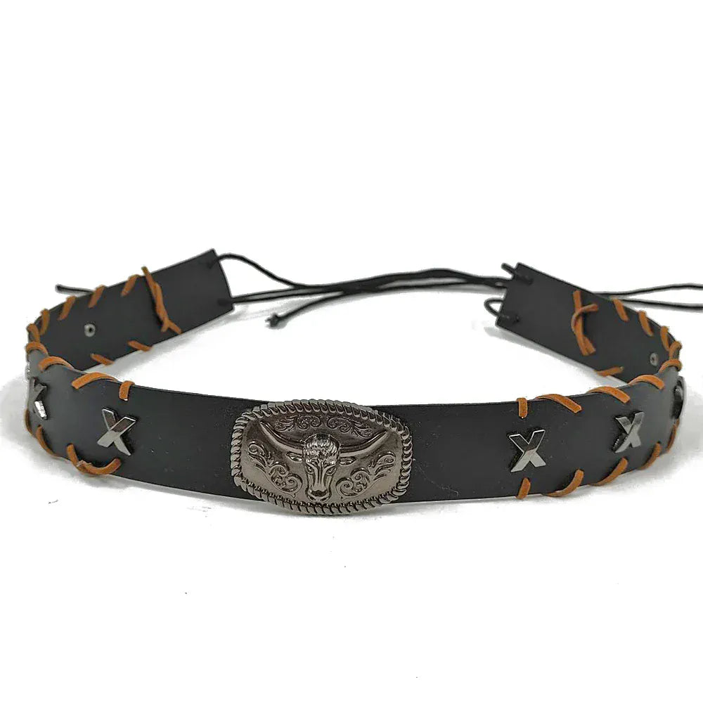 Herr westernhattband longhorn Svart / 1 stycke