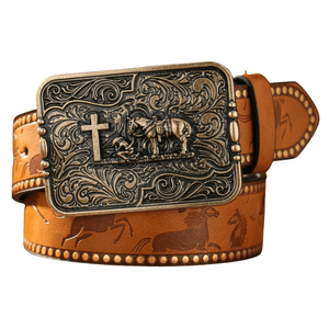 Herrbälte Cowboystil Kamel / 120cm