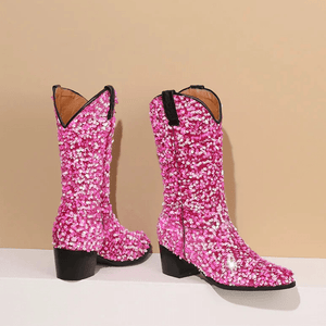 Höga Cowboyboots med Paljetter för Dam
