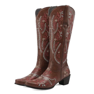 Höga Cowboybots med Rött Broderi