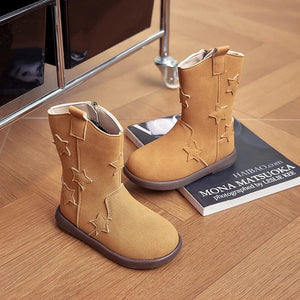 Cowboyboots barn med äkta läder och stjärndetaljer