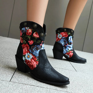 Korta Cowboyboots med Blommor