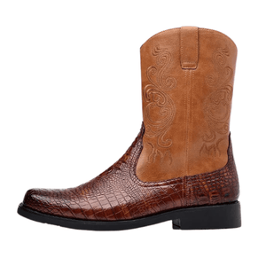 Låga Cowboy Boots Herr i Alligatormönster med Dragkedja