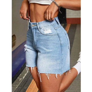 Ljusblå ripped jeans shorts Blå / S