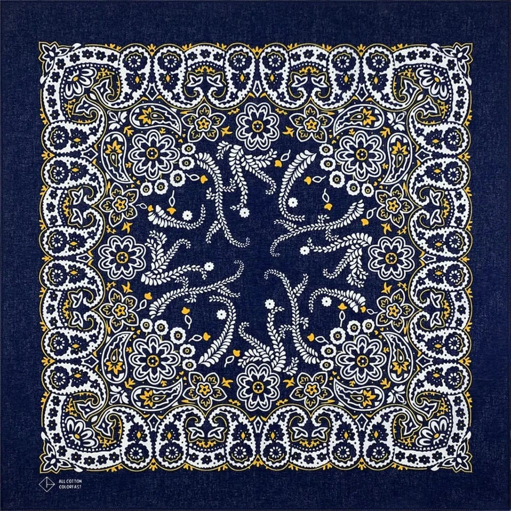 Marinblå Bandana med Blommig Paisley-mönster Marinblå