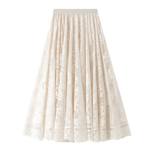 Maxikjol i bohemisk spets Beige / One Size