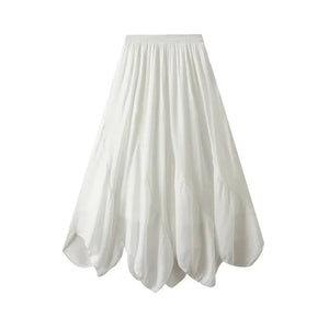 Midikjol med asymmetrisk drapering Vit / One Size