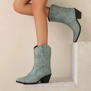 Mönstrade Låga Cowboyboots för Dam