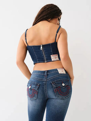 Mörkblå raka jeans dam