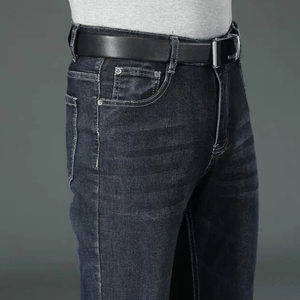 Mörkblå utsvängda jeans för herr