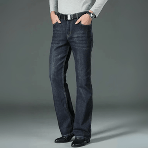 Mörkblå utsvängda jeans för herr