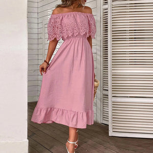 Off shoulder klänning sommar