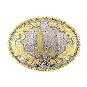 Ovalt westernbältesspänne med initial L