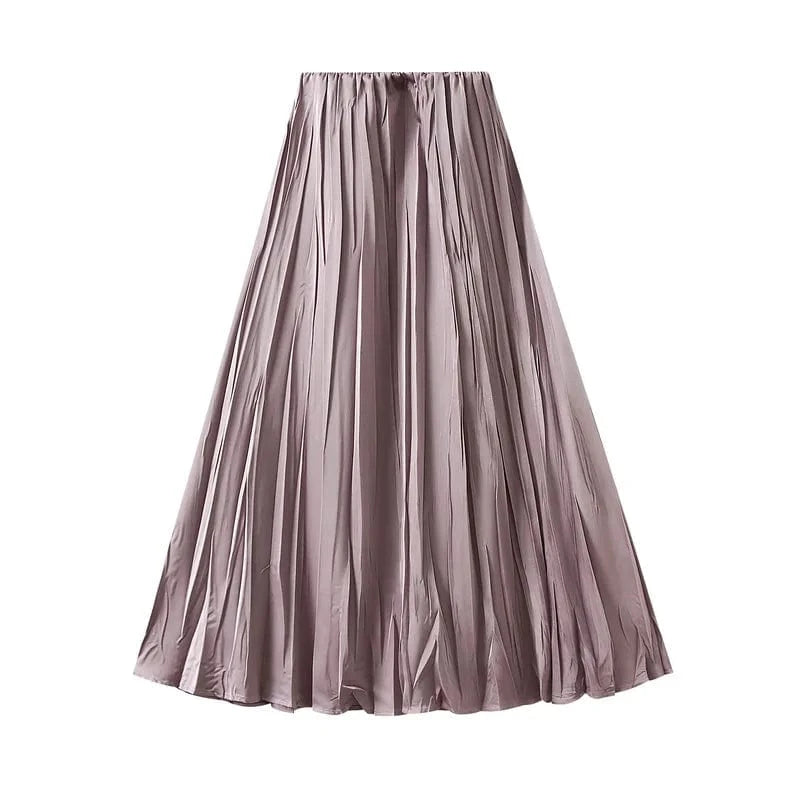 Plisserad satinkjol Lila / One Size