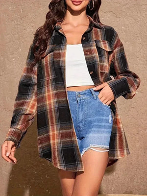 Plus size rutig flanellskjorta dam