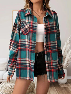 Plus size rutig flanellskjorta dam Grön / 1XL