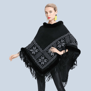 Poncho med päls