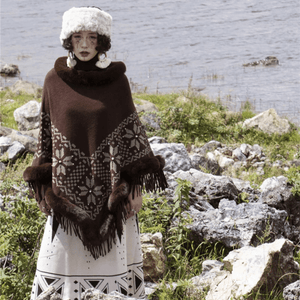 Poncho med päls