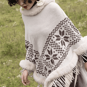 Poncho med päls