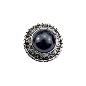 Runt concho i retrodesign med imitationsturkos Silver och svart / 12mm