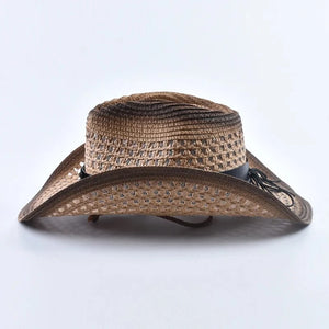 Strå Cowboyhatt Ventilerad Ljusbrun / Kan justeras