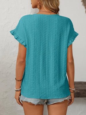 T-shirt blus med volangärmar