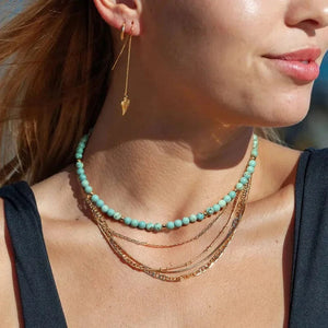 Tunn choker med turkosa pärlor Turkosblå / 45cm