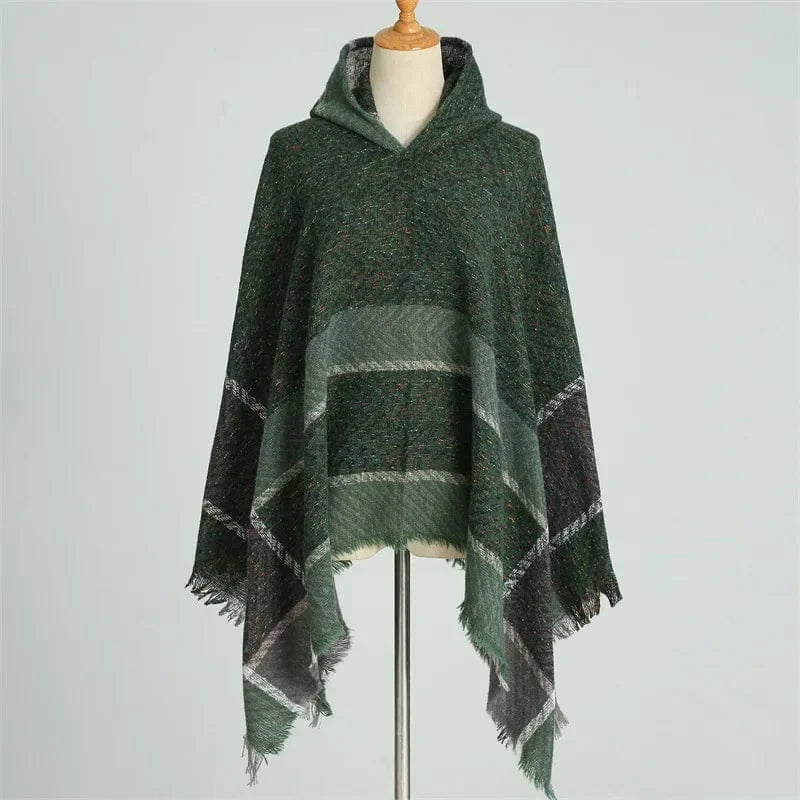 Varm poncho dam Grön / One Size