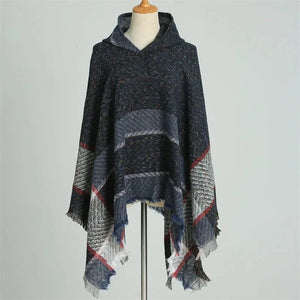 Varm poncho dam Marinblå / One Size
