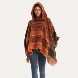 Varm poncho dam Orange / One Size