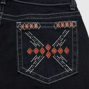 Western broderade mörkblå bootcut jeans