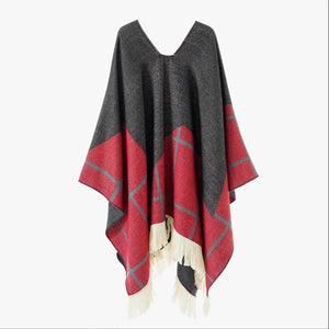 Western poncho Stjärna röd / One Size