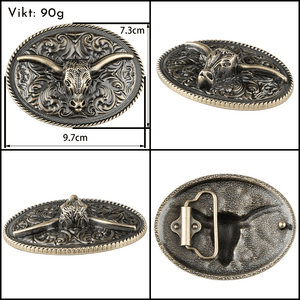 Westernbälte longhorn äkta läder