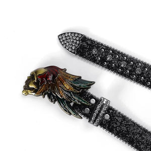 Westernbälte med Strass och Dödskallespänne